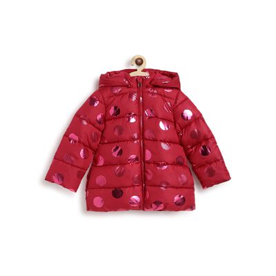 Girls Pink Striped Jacket with Detachable Hood